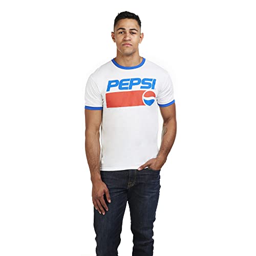 Pepsi 1991 Camiseta, Blanco (Blanco/Royal Wry), S para Hombre