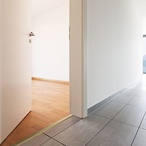 Perfil de transición de aluminio Gedotec, Alu perforado | Barra niveladora piso del pie | Perfil compensador de Oro anodizado | Tira de cubierta 100 cm | 1 pieza - riel de transición atornillado