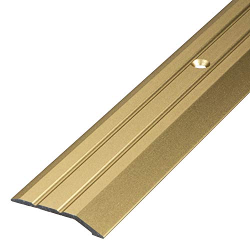 Perfil de transición de aluminio Gedotec, Alu perforado | Barra niveladora piso del pie | Perfil compensador de Oro anodizado | Tira de cubierta 100 cm | 1 pieza - riel de transición atornillado
