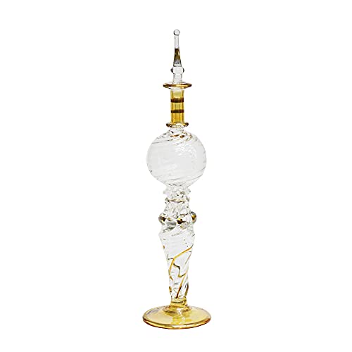 Perfumero Egipcio de Cristal soplado Hecho a Mano en Egipto Espiral Olas Dorado 22 cm