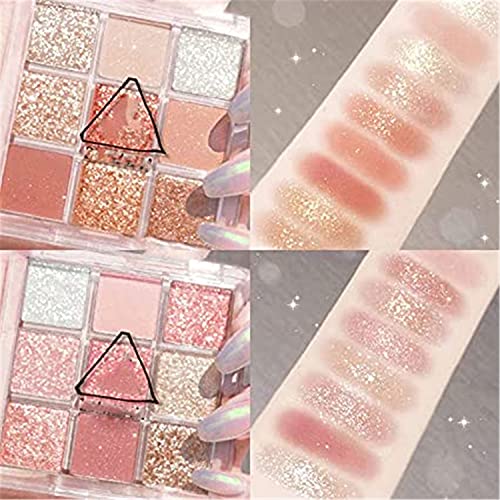 PETSBURG Paleta de maquillaje profesional de sombra de ojos, brillo mate, 9 colores de alta pigmentación colorida, textura cremosa, paleta de maquillaje de larga duración (rosa)
