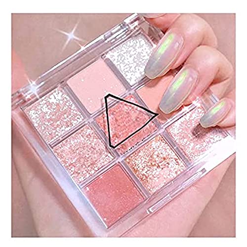 PETSBURG Paleta de maquillaje profesional de sombra de ojos, brillo mate, 9 colores de alta pigmentación colorida, textura cremosa, paleta de maquillaje de larga duración (rosa)