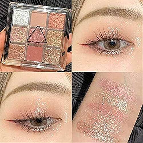PETSBURG Paleta de maquillaje profesional de sombra de ojos, brillo mate, 9 colores de alta pigmentación colorida, textura cremosa, paleta de maquillaje de larga duración (rosa)