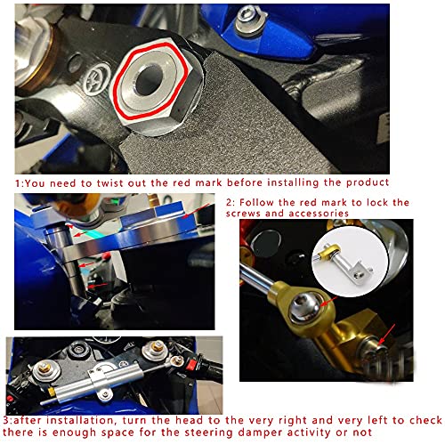 PFSDPO CNC Motocicletas Ajustables De Aluminio Dirección Estabilizó El Kit De Montaje del Soporte para YA-MAHA YZF R6 2006-2020/R1 2009-2017 Plata Amortiguador Universal de reemplazo (Color : Damper)