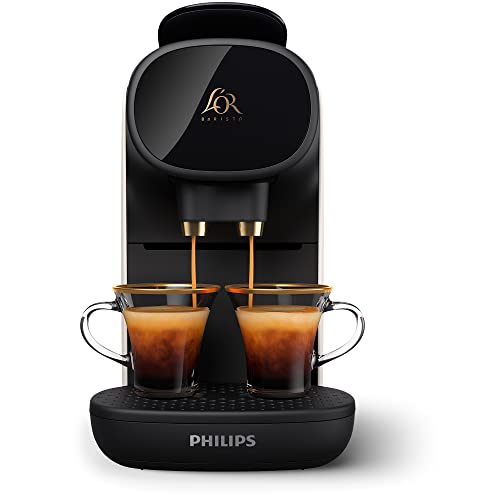 Philips l'Or Barista Sublime Cafetera de Cápsulas, Satin Blanc, Reconocimiento de Cápsula Doble, 1 o 2 Tazas, Bandeja de Goteo Ajustable, LM9012/00