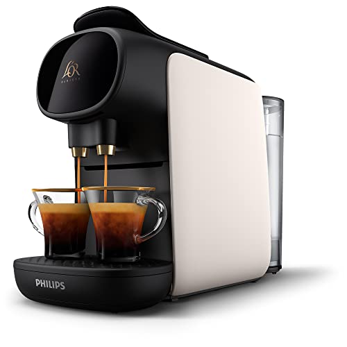 Philips l'Or Barista Sublime Cafetera de Cápsulas, Satin Blanc, Reconocimiento de Cápsula Doble, 1 o 2 Tazas, Bandeja de Goteo Ajustable, LM9012/00