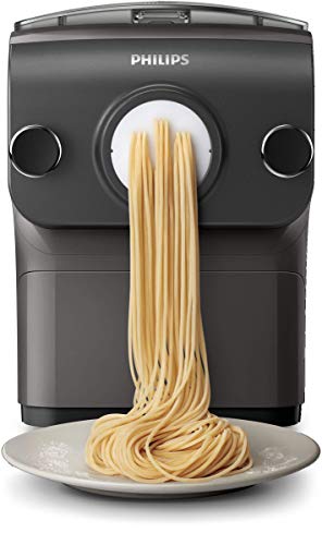 Philips Máquina para hacer pasta fresca HR2382/15 - pasta fresca en menos de 10 min, tecnología de peso automático, capacidad para 600 g, 8 variedades de pasta, color negro