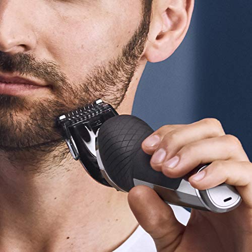 Philips Serie 9000 Prestige SP9861/16 - Afeitadora eléctrica para hombre con bandeja de carga Qi, sensor de densidad de barba, 3 modos, seco/húmedo, con perfilador de barba y funda premium, plata