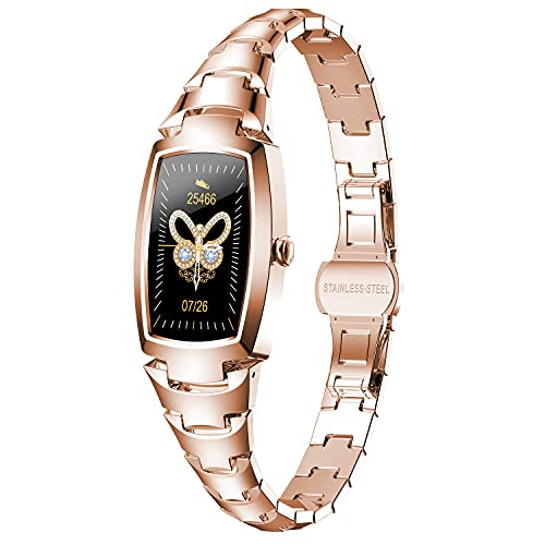 PHIPUDS Smartwatch Mujer, Reloj Inteligente Impermeable IP67 con Smart Watch Monitor de Sueño Pulsómetros Cronómetros Contador de Caloría,Control de Musica, iOS y Android Oro