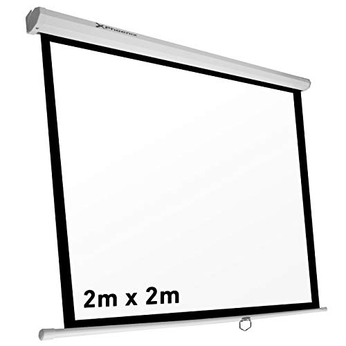 Phoenix Technologies - Pantalla de proyección Manual Plegable 112” 2 x 2m Formatos 1:1, 4:3, 16:9 de techo y pared