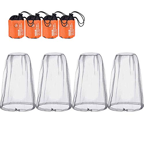PHOGARY 4 Pack Mosquito Head Net, Red del Repelente de Insectos, Red de Sombreros con mosquitero Gary Anti Mosquito