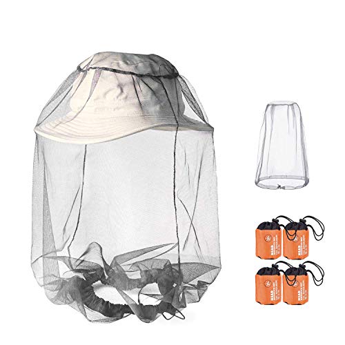 PHOGARY 4 Pack Mosquito Head Net, Red del Repelente de Insectos, Red de Sombreros con mosquitero Gary Anti Mosquito