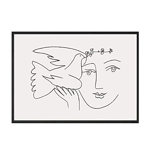 Picasso Matisse carteles e impresiones abstractas chica pájaro línea lienzo cuadro hogar sin marco lienzo decorativo pintura B 50x70cm