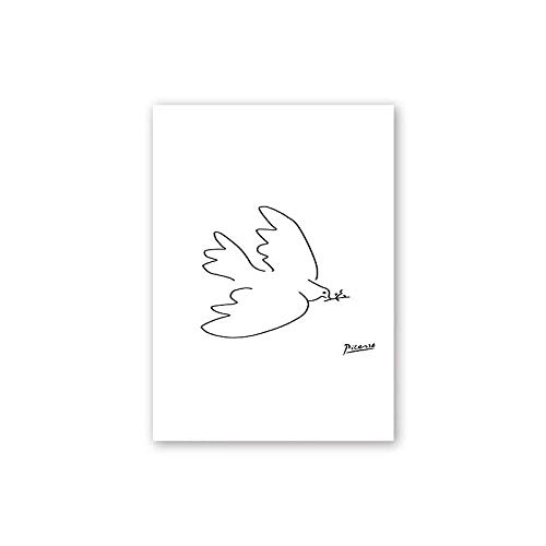 Picasso Paz Paloma Lienzo Pintura Resumen Línea Dibujo Arte Póster Impresiones Negro Y Blanco Pared Arte Imágenes para Sala Hogar Decoración Sin Marco WBR-381-WKAQM