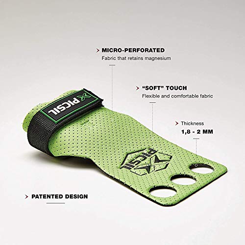 PICSIL Azor 3H Calleras para Cross Training Grips 3 Agujeros. Protector de Mano para Hombre y Mujer. Ideal Box y Gym (Size Extra-Large - XL, Verde)