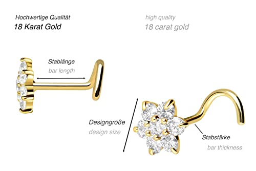 Piercing Line 18 quilates de oro studs nariz cristal flor