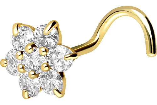 Piercing Line 18 quilates de oro studs nariz cristal flor