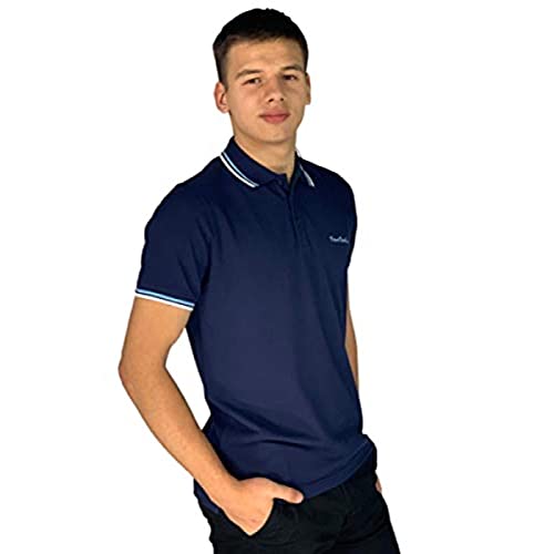 Pierre Cardin - Polo de corte clásico para hombre, con franja en el cuello y las mangas Multicolor azul marino XL