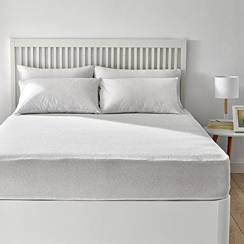 Pikolin Home - Protector de colchón de rizo Aloe Vera transpirable, con faldón elástico válido para colchones de hasta 32 cm de altura, Cama de 90 - 90 x 190/200 cm