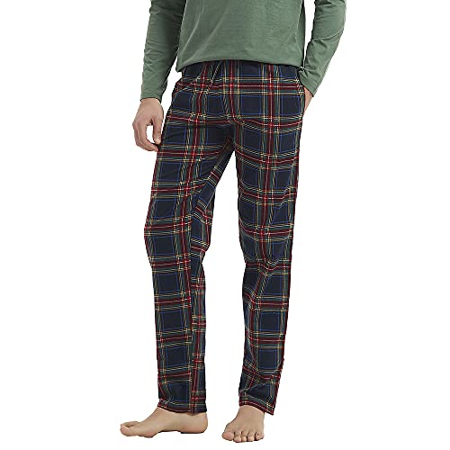 PimpamTex – Pijama Franela de Hombre con Pantalón y Manga Larga, Conjunto de Pijama de Invierno 100% Algodón y Franela para Hombre y Chico (L, Berlín Verde)