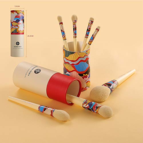 Pinceles De Maquillaje Listos Para Usar 7 Sets Para Cara Y Ojos Sin Complicaciones Juego De 2 Piezas Con Un Tubo De Cartón Ecológico Para El Polvo Corrector Fundación Del Resaltador Lápiz De Sombra
