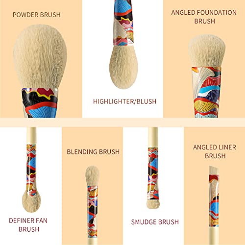 Pinceles De Maquillaje Listos Para Usar 7 Sets Para Cara Y Ojos Sin Complicaciones Juego De 2 Piezas Con Un Tubo De Cartón Ecológico Para El Polvo Corrector Fundación Del Resaltador Lápiz De Sombra