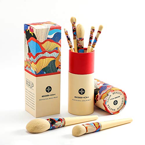 Pinceles De Maquillaje Listos Para Usar 7 Sets Para Cara Y Ojos Sin Complicaciones Juego De 2 Piezas Con Un Tubo De Cartón Ecológico Para El Polvo Corrector Fundación Del Resaltador Lápiz De Sombra