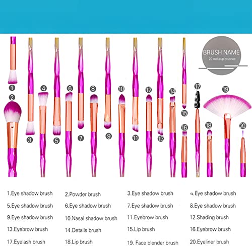 Pinceles de Maquillaje Set,20 Piezas Set de Pinceles Maquillaje Profesional Eye Shadow Foundation Powder Eyeliner Eyelash Lip Make Up Pincel de maquillaje Kit de herramientas de Belleza Cosmética
