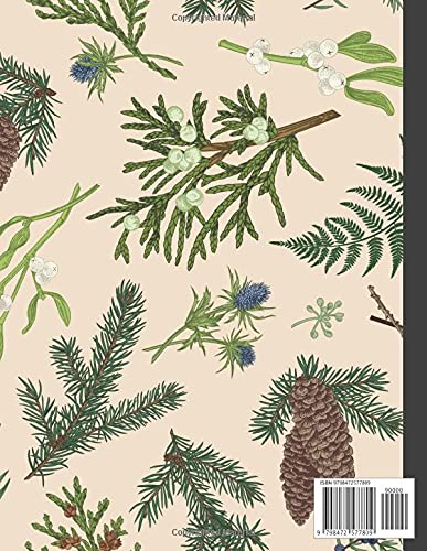 Pines Pretty Botanical Composition Notebook: 8.5 x 11 Inches, Wide Ruled Book With Vintage Aesthetic