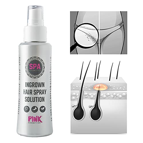 PINK Ingrown Hair Spray Solution (100 ml) - Ideal después de la depilación, el azúcar y el afeitado - Para el vello encarnado y las quemaduras por afeitado