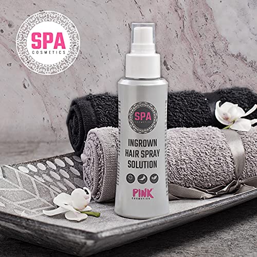 PINK Ingrown Hair Spray Solution (100 ml) - Ideal después de la depilación, el azúcar y el afeitado - Para el vello encarnado y las quemaduras por afeitado