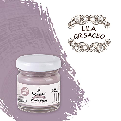 PINTURA A LA TIZA QUIJOTE PAPER WORLD - Chalk paint, a base de agua, 30ml, para muebles, madera, metal, cerámica, piedra, escayola, vidrio - LILA.
