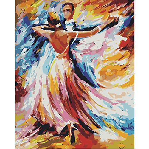 Pintura al óleo de Bricolaje por números Adultos Regalos de San Valentín con Madera ENMARCADA Pigmentos acrílicos no tóxicos Serie 16x20IN-Amor-Dancing
