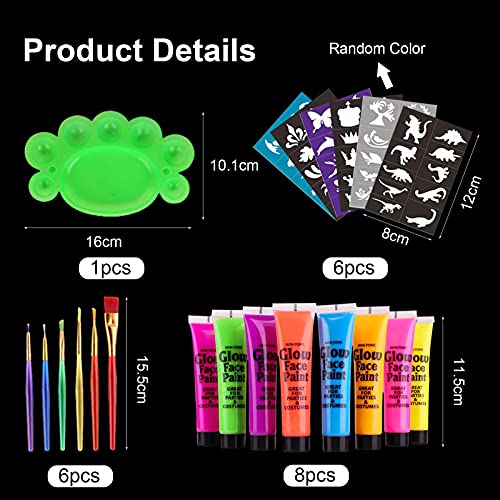 Pintura Corporal Fluorescente,kit de pintura facial,Pintura Corporal UV,pintura fluorescente en la oscuridad,Fluorescente Color Maquillaje,pintura fluorescente,Pintura Corporal
