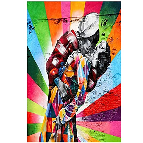 Pintura en lienzo color marinero besando arte callejero pintura en lienzo carteles e impresiones graffiti pintura de pared decoración mural para sala de estar 30x40cm / 11.8 ”x15.7” （NoFrame）
