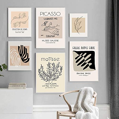 Pintura Retro Matisse Picasso cartel de la exposición arte de la pared imagen de la planta abstracta pintura en lienzo sin marco para el hogar A 50x75cm