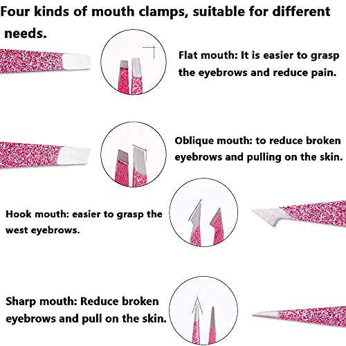 Pinzas de precisión para cejas, pinzas para cejas, punta oblicua y pinzas puntiagudas para cejas, vello facial encarnado, astillas, puntos negros y