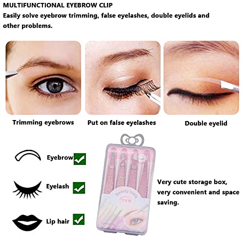 Pinzas de precisión para cejas, pinzas para cejas, punta oblicua y pinzas puntiagudas para cejas, vello facial encarnado, astillas, puntos negros y
