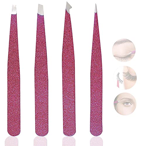 Pinzas de precisión para cejas, pinzas para cejas, punta oblicua y pinzas puntiagudas para cejas, vello facial encarnado, astillas, puntos negros y