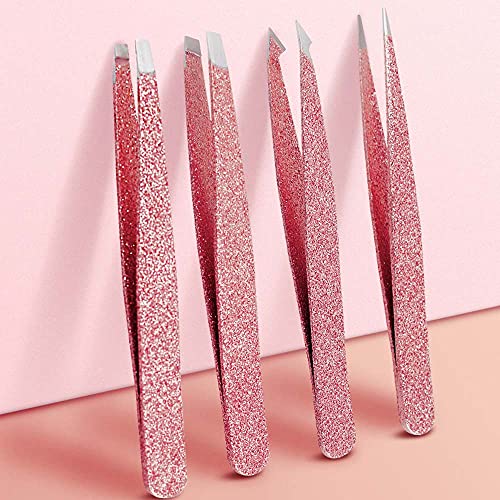 Pinzas de precisión para cejas, pinzas para cejas, punta oblicua y pinzas puntiagudas para cejas, vello facial encarnado, astillas, puntos negros y
