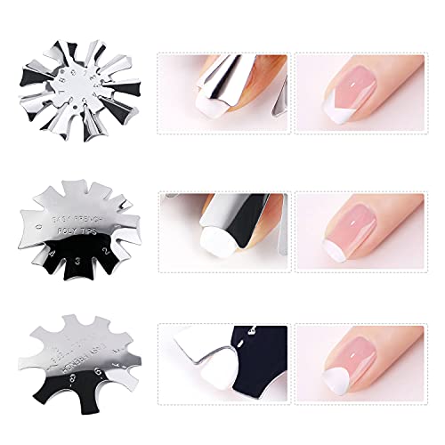 Placa cortadora de uñas de 6 piezas, cortador de bordes de manicura de uñas francés fácil, herramienta de uñas de acero inoxidable, módulo de placa DIY para decoración de uñas