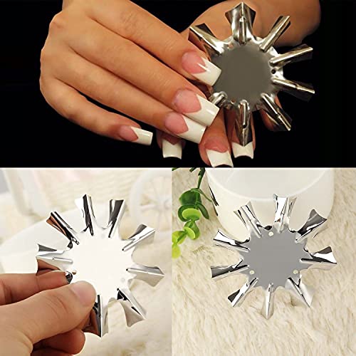 Placa cortadora de uñas de 6 piezas, cortador de bordes de manicura de uñas francés fácil, herramienta de uñas de acero inoxidable, módulo de placa DIY para decoración de uñas