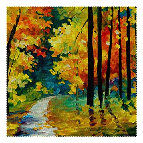 Placems de Tela, esteras de Mesa Lavables para Mesa de Comedor Conjunto de 4, Woods Avenue Autumn Paisaje Naturaleza