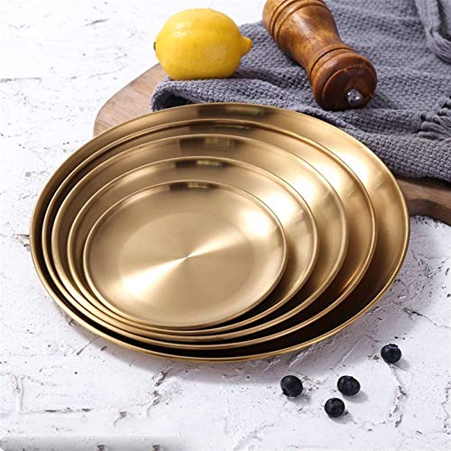 Plato llanoPlato llano para ensalada de postre Placas de cena de estilo europeo Placa de comedor de oro Sirviendo platos Placas redondas Tray Bandeja occidental Bandeja redonda Platos de cocina Plato