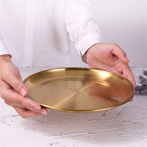 Plato llanoPlato llano para ensalada de postre Placas de cena de estilo europeo Placa de comedor de oro Sirviendo platos Placas redondas Tray Bandeja occidental Bandeja redonda Platos de cocina Plato