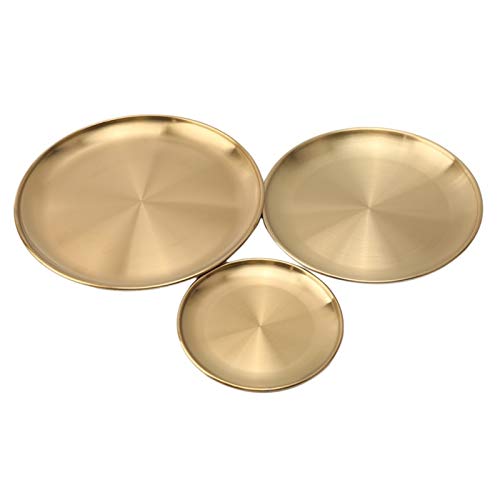 Plato llanoPlato llano para ensalada de postre Placas de cena de estilo europeo Placa de comedor de oro Sirviendo platos Placas redondas Tray Bandeja occidental Bandeja redonda Platos de cocina Plato