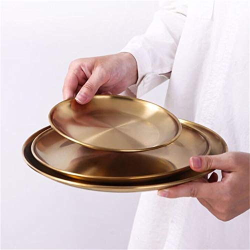 Plato llanoPlato llano para ensalada de postre Placas de cena de estilo europeo Placa de comedor de oro Sirviendo platos Placas redondas Tray Bandeja occidental Bandeja redonda Platos de cocina Plato