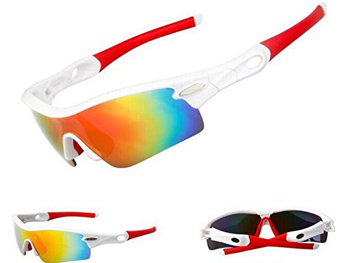 Playbook al por mayor 5 lentes TR90 marco deportes gafas de sol, UV400 muti-color Racing bicicleta Ciclismo gafas, polarizadas, Blanco/Rojo