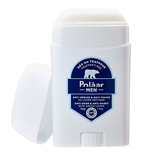 Polåar Men - Desodorante Trapper's, Anti-olores Y Anti-marcas Con Liquen Ártico - 50 Gr - Stick Hombre 0% Alcohol - Frescura Y Eficacia - Anti Manchas - 00% Natural, Fabricado En Francia, Vegano