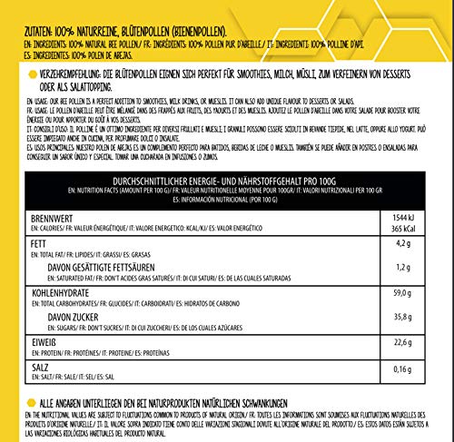 Polen de abeja (250g), natural puro, seco, sin aditivos de polenil, de la producción de la UE